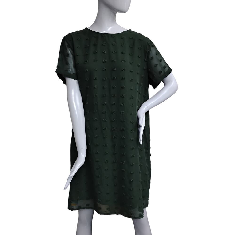 Swiss Dot Sheath Dress by Shein Size XL Green Pullover Fully Lined Short Sleeves